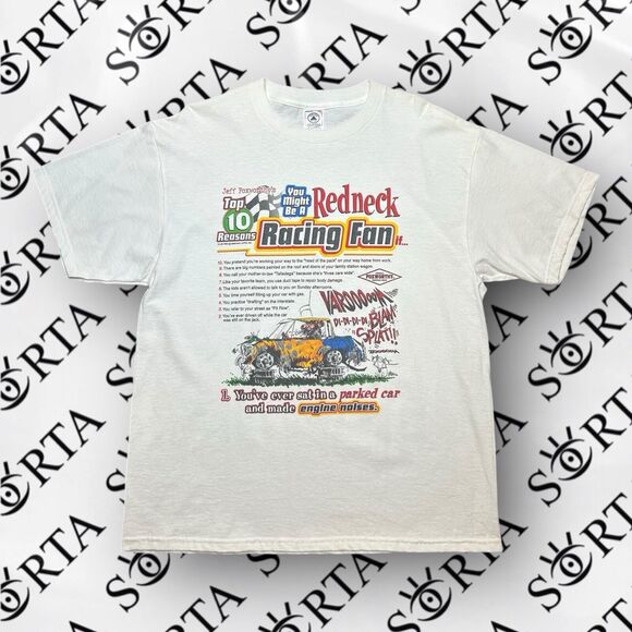 VTG Y2K Jeff Foxworthy’s Comedy Redneck Racing Fan Shirt Sleeve T Shirt Size L - Picture 1 of 12